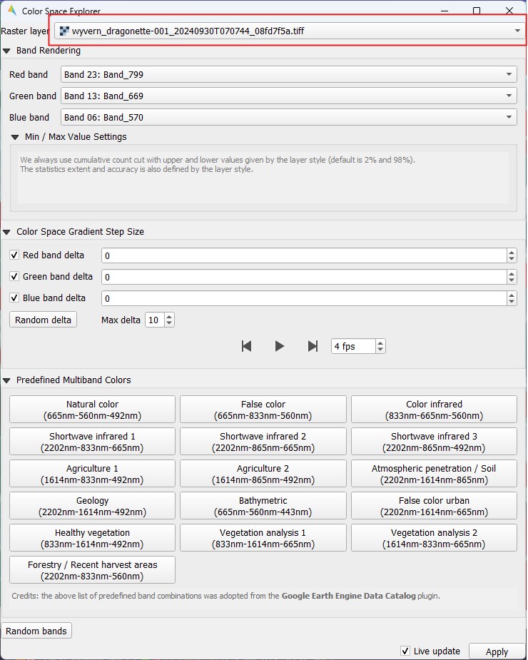 Color Space Explorer window