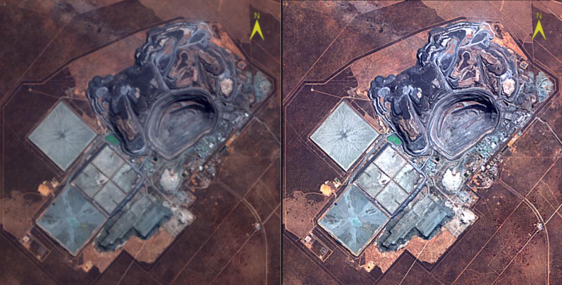 Dragonette image display with no contrast on the left and increased brightness and sharpen on the right