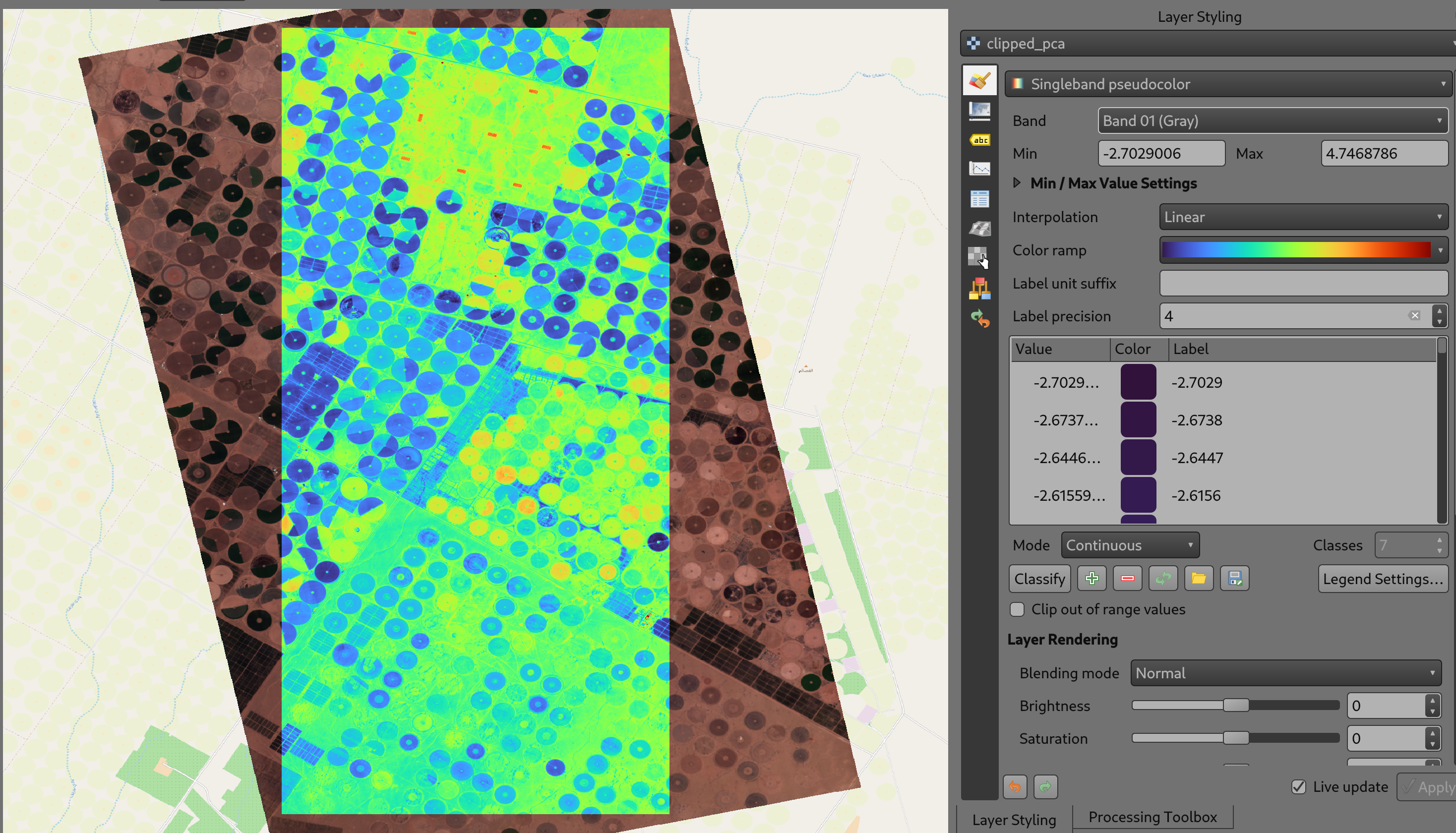 PCA Single Band Pseudocolour 