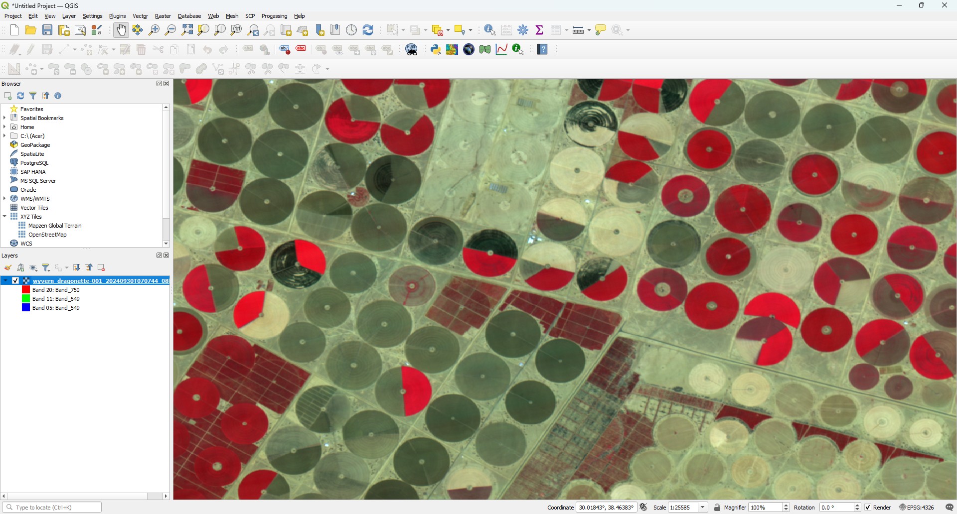 Wyvern hyperspectral image in color-infrared with correct contrast settings